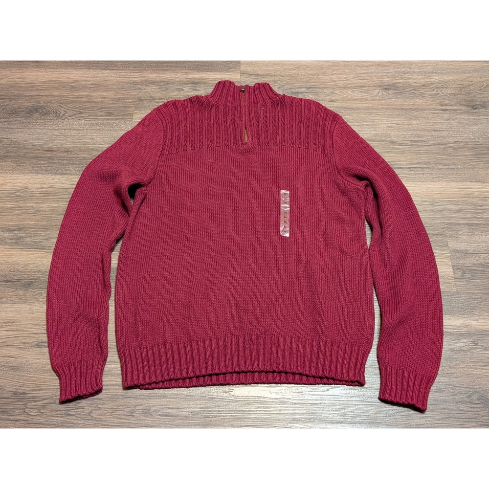 Polo Ralph Lauren Linen Blend Quarter Zip Sweater Mens M Burgundy Red Ribbed NWT
